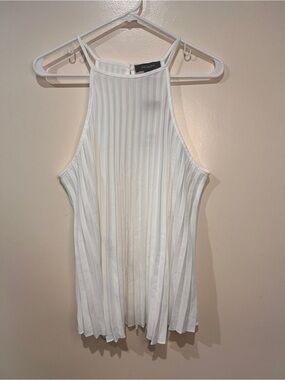 Primark Women’s Size 10 White Pleated Sleeveless Halter Tank Top NWT